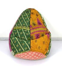 Puf bordado decorativo bohemio Kantha Hippie floral de algodón hecho a mano e