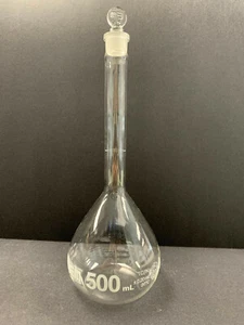 Hirschmann EM Techcolor 282 - 500 mL Class A Volumetric Flask with Stopper - Picture 1 of 7