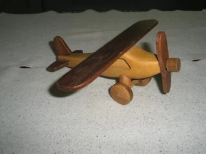 Wood model Airplane Single wing w/ turning wheels & propeller Philippines - Picture 1 of 11