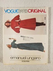 VTG VOGUE Paris Original Dress Emanuel Ungaro Pattern 1758 Size 10 - Picture 1 of 3