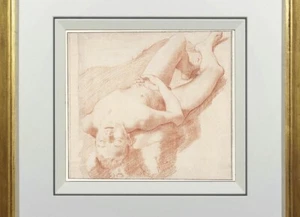 Carracci Old Master Style Drawing Male Nude Sanguine Italian Baroque - Picture 1 of 8