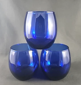 Cobalt Blue Glass 12oz Low Ball Tumbler Set of 3 - Picture 1 of 5