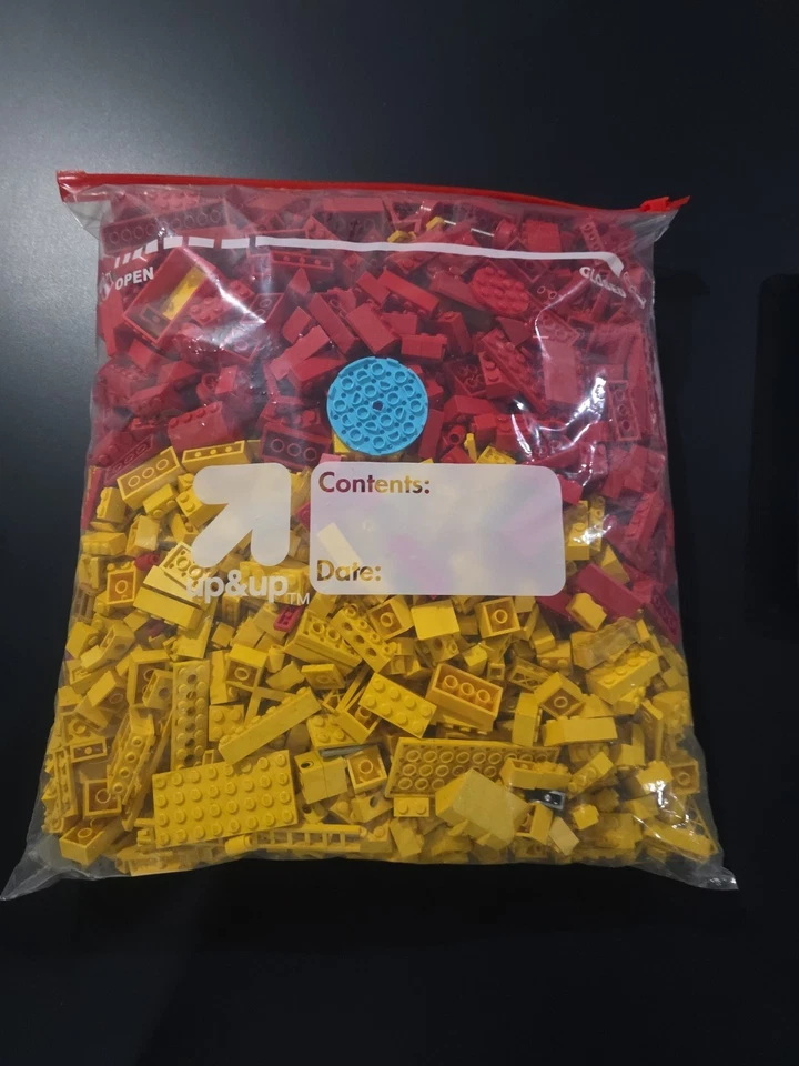 乐高 5 磅 5 件零件散装套装(大量红色和黄色)许多 70 年代/80 年代 — 第 1/4 张图片