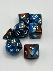 Wunderbares blau marmoriertes Acryl Polyeder Würfelset D&D Würfel mit 2 Tragetaschen - Bild 1 von 4