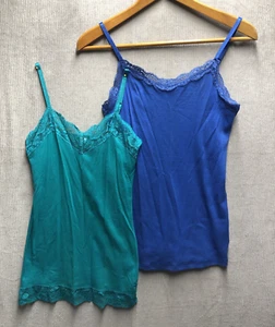 No Boundaries & Faded Glory Tanks Size Large Blue Teal Spaghetti Straps NWT - Picture 1 of 5