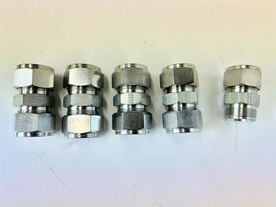4-Parker 3/4” Stainless Steel Compression Fittings-1 Male-Brand New As Pictured - Image 1 of 4