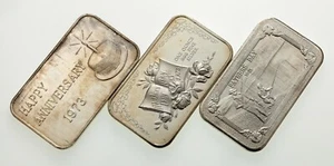 1973 Silver 1oz Art Bar Collection of 3 - Picture 1 of 8