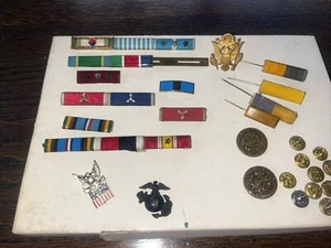 Lote Raro Prendedor Cinta Barra Militar, Prendedores Premios Segunda Guerra Mundial, Corea, Hijo En Servicio - Imagen 1 de 7