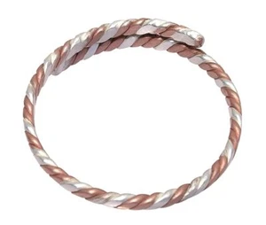 Silver & Copper Combined Kada Male Female 2 Metal Bangle Bracelet pure virgin - Picture 1 of 3