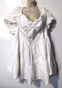 NEW ASOS LUXE Women's Poplin Mini Dress Sz 26 Plus Size White Cotton/Polyester - Picture 1 of 7