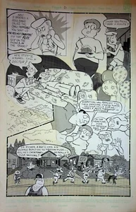 Página de cómic interior dibujado a mano Sue Bielenberg 1997 clase media Melvin 17"x11" - Imagen 1 de 4