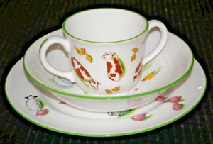 Taza y plato de porcelana de hueso fino Tiffany & Co para niños pequeños Tiffany's Farm Inglaterra - Imagen 1 de 9
