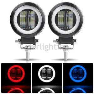 2X 3"in LED Work Light Bar Round Spot Halo Angel Eye DRL Driving Fog ATV Offroad - Picture 1 of 12