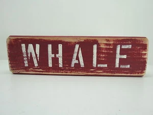 12 INCH WOOD HAND PAINTED WHALE SIGN NAUTICAL SEAFOOD (#S779) - Picture 1 of 4