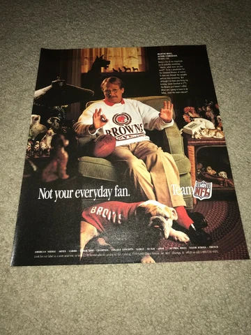 Vintage 1990 MARTIN MOLL TEAM NFL Poster Print Ad CLEVELAND BROWNS SWEATHSHIRT Cover