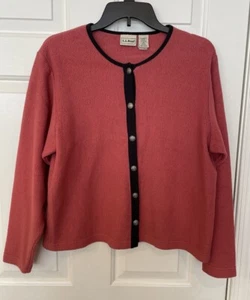 LL Bean Women's Button Up Fleece Cardigan Rose Pink S Sweater Silver Buttons - Picture 1 of 4