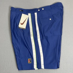 Nike Court Shorts Mens 35** Blue Dri-Fit Tennis Logo Agassi Vintage NWT READ - Picture 1 of 24