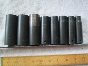 Set of 8 Snap On 1/2" Drive SAE 6 Pt Deep Well Impact Sockets (1/2" to 1") - VG - Picture 1 of 5