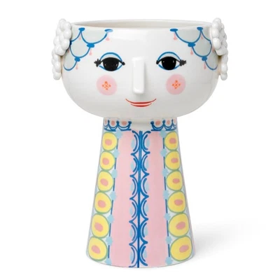 Jarrón Bjorn Wiinblad Eva, Rosa y Azul, 9.1" H x 6.9" D, Caja de Regalo Incluida Foto 1 de 4