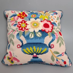 Ehrman Kaffe Fassett Baltimore Urn Floral Tapestry Needlepoint Cushion Completed - Picture 1 of 17