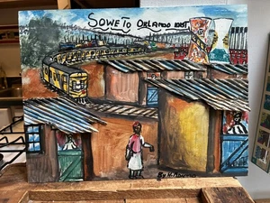 Vintage Outsider Art Soweto (nach Orlando) Bahnhof Johannesburg 1970er - Bild 1 von 9