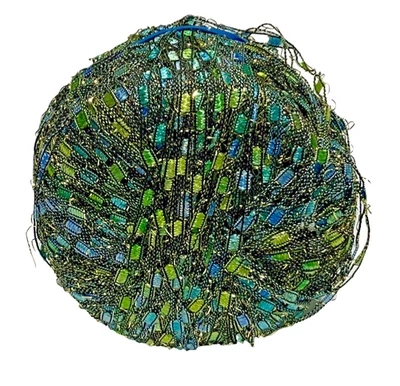 Berlini Ladder Ribbon Glitter Yarn Green Light Blue - 60 grams - Image 1 of 3