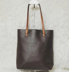CELINE Macadam Tote Bag PVC Brown Authentic with Gold Hardware - Picture 1 of 18