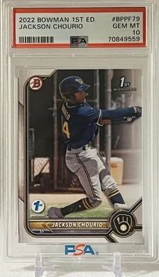 2022 Bowman 1st Edition #BPPF-79 Jackson Chourio PSA 10 - Image 1 of 2