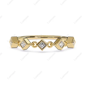 0.60 Ct Princess Cut Lab-Created White Diamond Engagement Ring 10K Yellow Gold - Picture 1 of 5