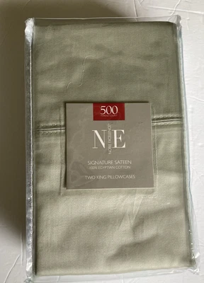 New Noble Excellence 2 King Pillowcases Sateen 500 TC GLACIAL Egyptian Cotton - Image 1 of 4