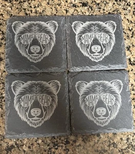 Mama Bear Slate Coasters Laser Engraved Set Of 4 - Picture 1 of 3