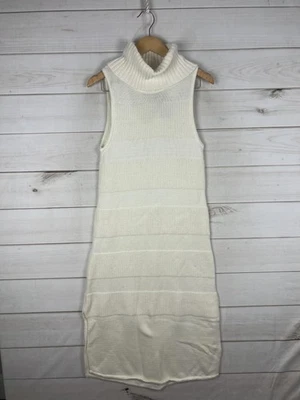 Vestido Suéter Anthropologie Polilla Mujer Mediano Marfil Sin Mangas Cuello Alto Tejido Foto 1 de 4