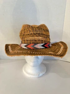 Roxy Cappello da Sole Fedora in Paglia Tessuto Fascia Chevron Donna - Foto 1 di 9