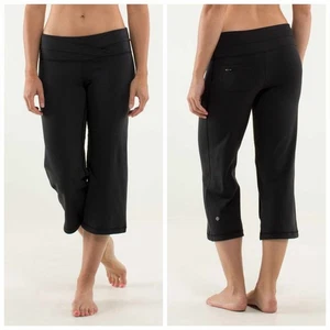Lululemon Dharana Wide Leg Roll Waist Crop Pants Black - Picture 1 of 9