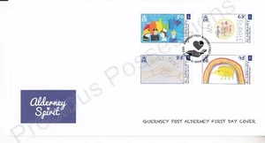 Alderney Ersttagsbrief FDC 2020 ALDERNEY SPIRIT PANDEMIE KINDERZEICHNUNGEN - Bild 1 von 1