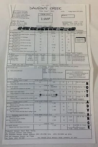 DAWSON'S CREEK Set Usado HOJA DE LLAMADAS ~ Temporada 5, Episodio 21 - Imagen 1 de 1