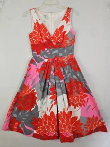 Suzi Chin for Maggy Boutique ~Size 2~ Red/Gray Floral Sleeveless Dress Fit/Flare - Picture 1 of 14