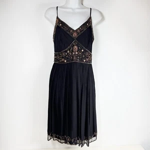 Abito donna Pisarro Nights 6 spalline nero con motivo PIZZO e perline - Foto 1 di 11