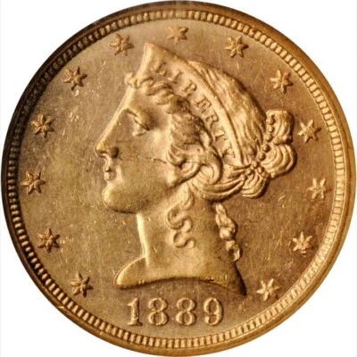 1889 NGC MS60 🔴 7,520 Minted 🔴 $3,750 PCGS PG ✅ Sleeper Key ✅ $5 Half Eagle - Image 1 of 4