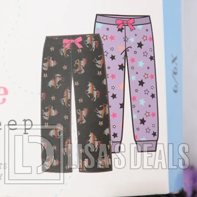 Nuevo paquete de 2 pantalones para dormir de felpa súper suaves marca de miembro para niñas búho gato único 6/6X Foto 1 de 4