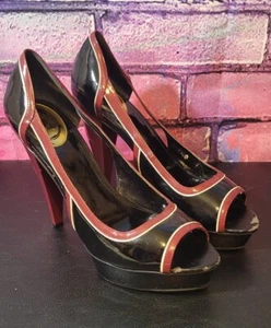 Baby Phat Womens Platform Heels Shoes Size 10 B Black / Red - Picture 1 of 5