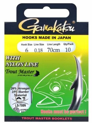 Gamakatsu Trout Master Nylon LS-708N Hook Vorfach Forelle A1 Nylon