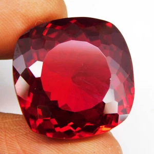 Certified 44.40 Ct Red Rhodolite Garnet Cushion Stunning Loose Gemstone - Picture 1 of 4