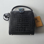 New W Defect Patricia Nash Nela North/South Croc Embossed Bag In Black