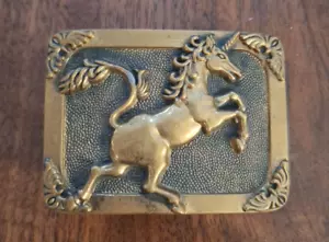 Vintage 1981 Solid Brass Unicorn Baron Belt Buckle - Picture 1 of 2