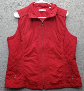 Chaleco acolchado Coldwater Creek para mujer mediano rojo forrado bolsillos sin mangas cremallera completa - Imagen 1 de 9