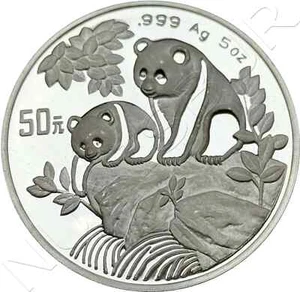 CHINA 50 yuan plata 1992 - Panda 5 onzas fine silver - Imagen 1 de 2