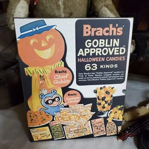 ALTES ANTIKES VINTAGE VIKTORIANISCHER STIL HALLOWEEN BRACHS SÜSSIGKEITEN WERBESCHILD - Bild 1 von 8
