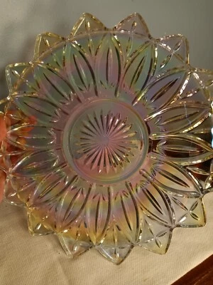 Vintage Federal Carnival Glass Flower Shaped Platter, Iridescent, Beautiful - Image 1 of 4