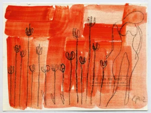 Flores de la Tierra 2002 C Peterson * Carbón abstracto, pintura al óleo * Mujer - Imagen 1 de 18